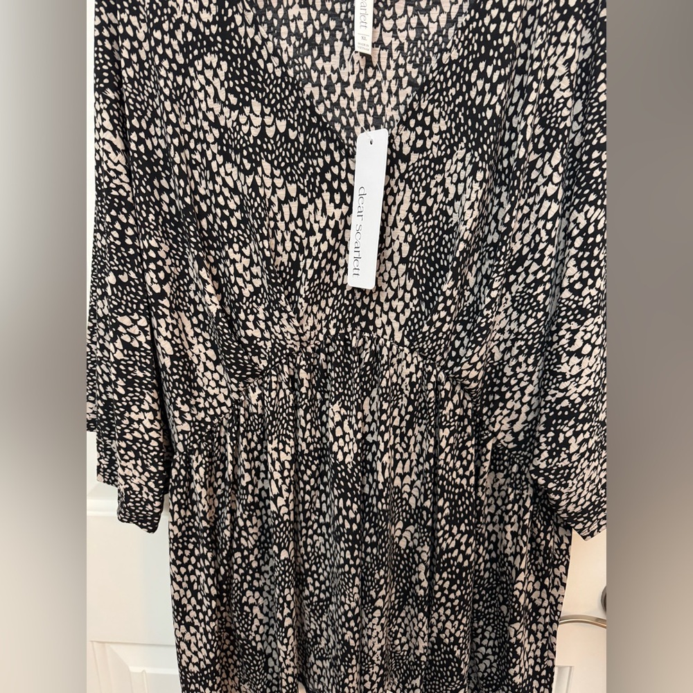 NWT Elegant Black and Cream Patterned Blouse Dear Scarlett women’s 2XL #84 - Picture 2 of 6